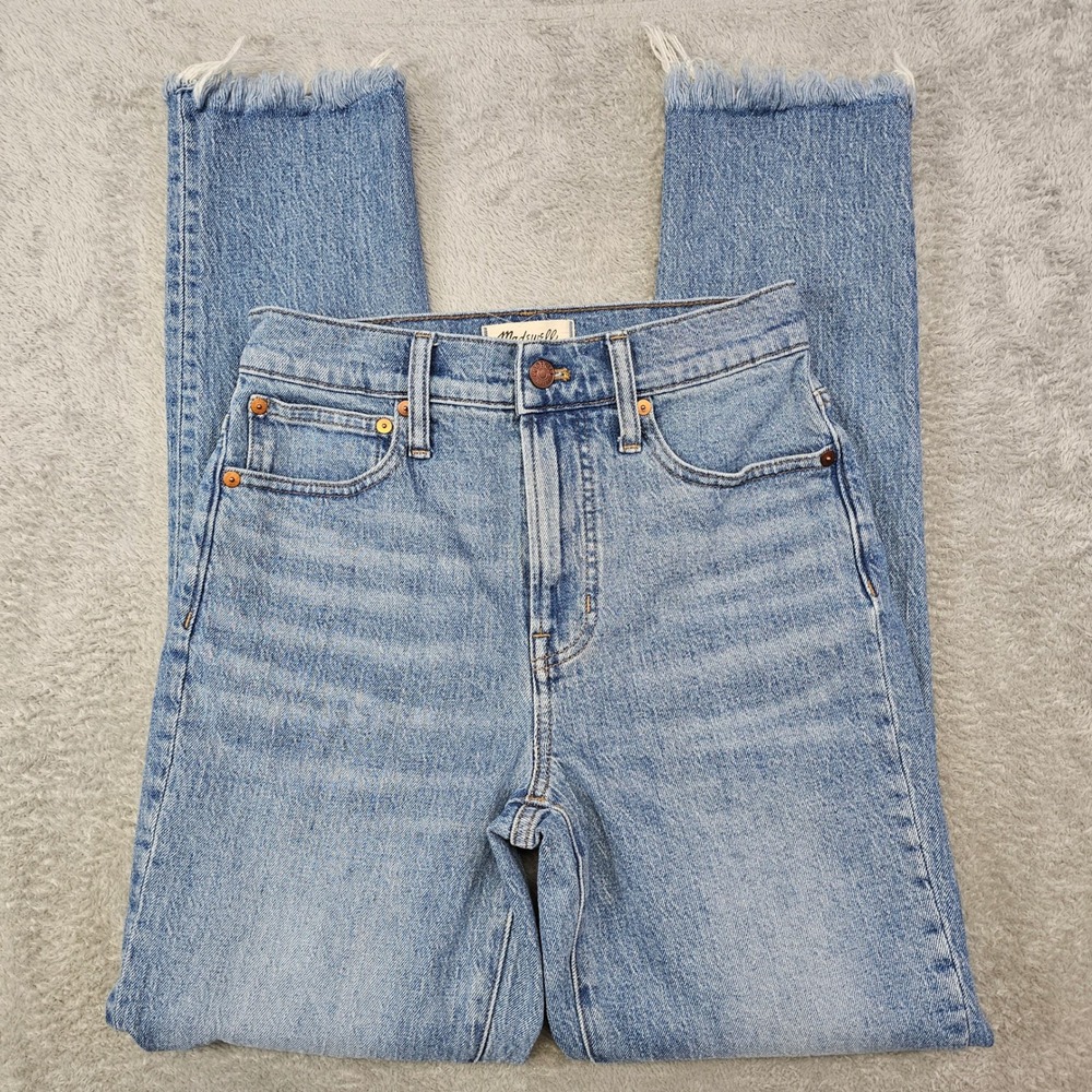 Madewell The Perfect Vintage Jean Ainsworth Wash Raw Hem High Rise‎ Jeans 25T